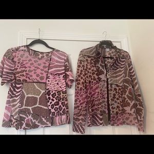 DAMEE, Inc embellished 2 piece tee and sheer jacket- sz M NWOT
